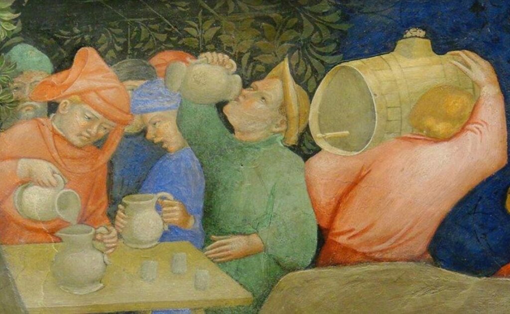 Détail de la fresque de l'Oratoire de St Jean Baptiste, à Urbino.